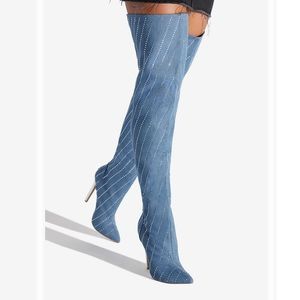NWOT Shady B!tch Sexy Stiletto Boot Denim 9